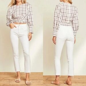 Veronica Beard Carly High Rise Kick Flare White Jeans Size 26/2